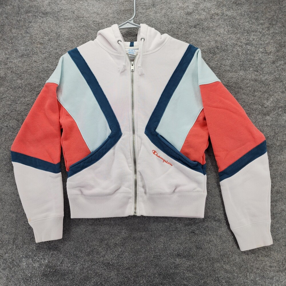 Vintage Champion Reverse Weave Hoodie Womens Small Full Zip White